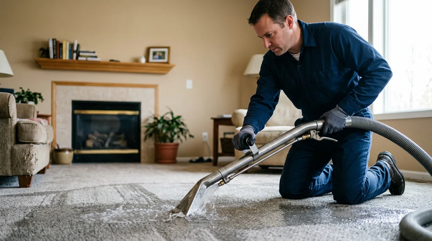 Water damage restoration technician working near West Danville, VT
